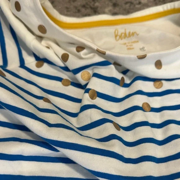 Mini Biden Girls Striped Long Sleeve Top with Gold Polka Dots 10/12 - Picture 5 of 5